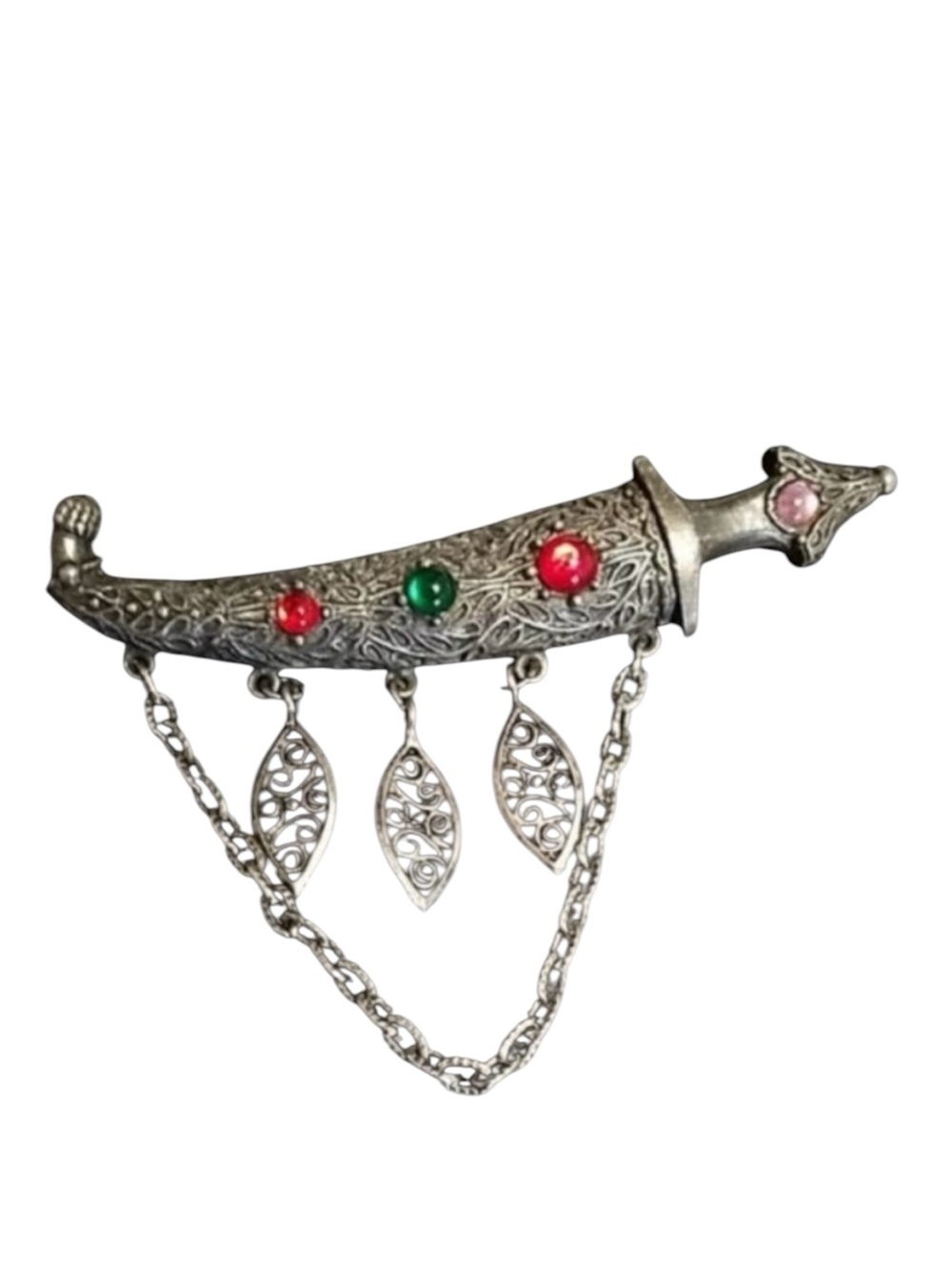 Vintage Hollycraft Jeweled Sword Brooch